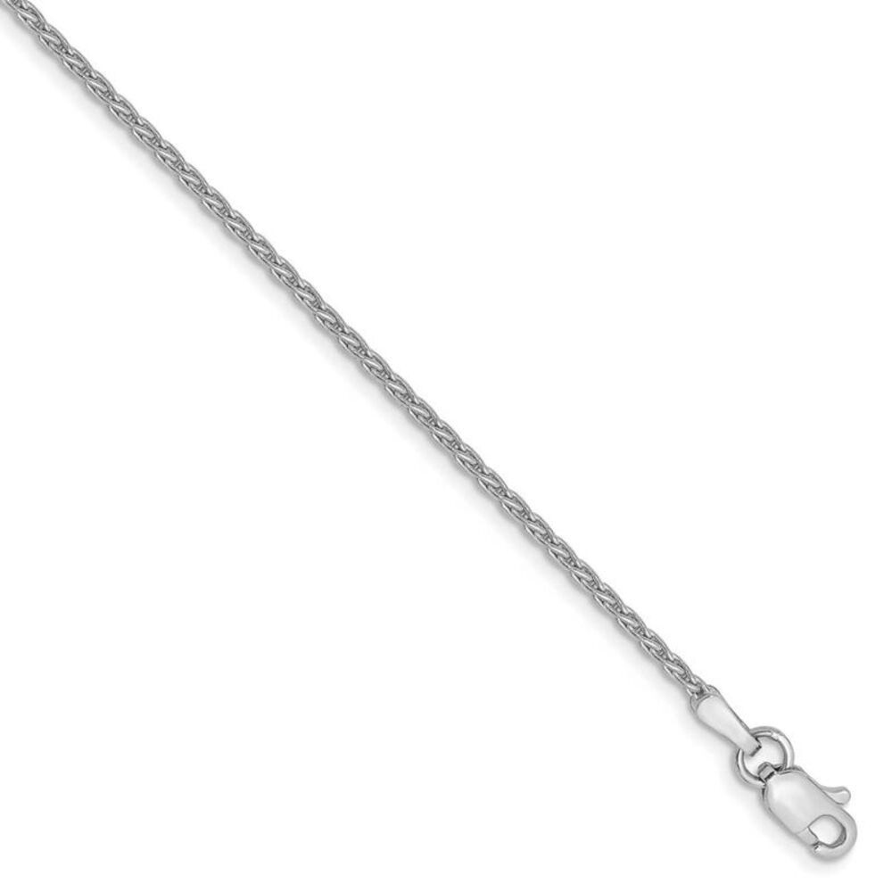 1.5mm, 14k White Gold, Solid Parisian Wheat Chain Bracelet, 8 Inch